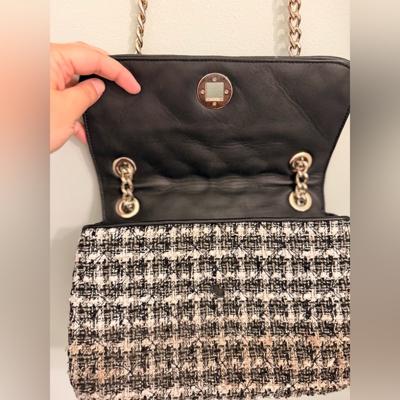 kate spade Black and Cream Tweed Chain-Shoulder Crossbody - Picture 3 of 5